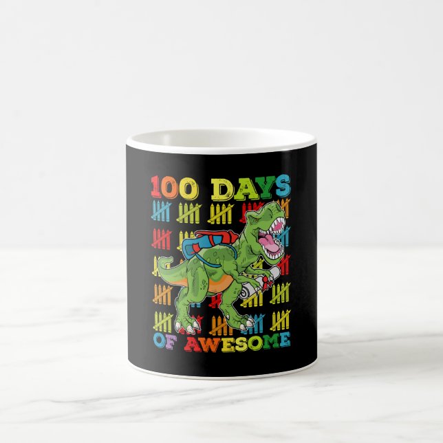 100 Days Of Awesome T Rex Dinosaur 100th School Coffee Mug (Center)