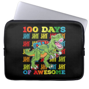 100 Days Of Awesome T Rex Dinosaur 100th School Laptop Sleeve
