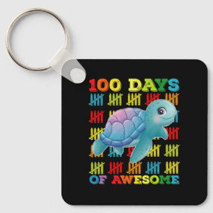100 Days Of Awesome Turtle 100th Day Of School Keychain