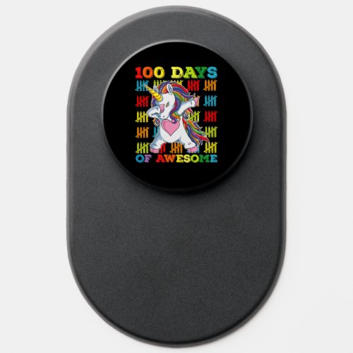 100 Days Of Awesome Unicorn 100th Day Of School PopSocket
