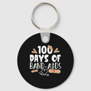 100 Days Of Band-aids - School Nurse 100 Days Of S Keychain