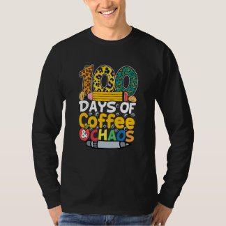 100 Days Of Coffee & Chaos 100th Day Of School Tea T-Shirt
