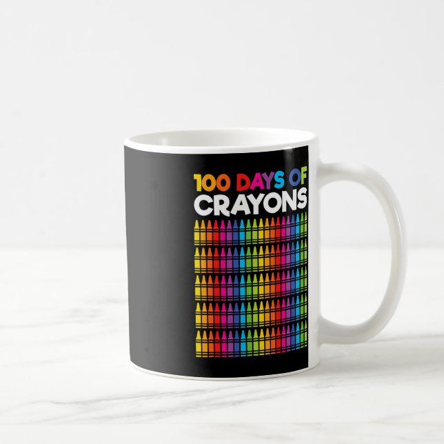 100 Days of Crayons  for Girls Kids 100th Day Of S Coffee Mug (Right)