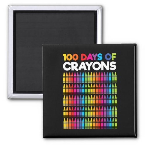 100 Days of Crayons  for Girls Kids 100th Day Of S Magnet