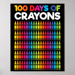 100 Days of Crayons  for Girls Kids 100th Day Of S Poster