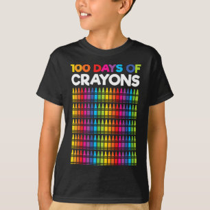 100 Days of Crayons for Girls Kids 100th Day Of S T-Shirt