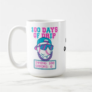 100 Days of Drip 0 Errors Baseball School Swag Coffee Mug