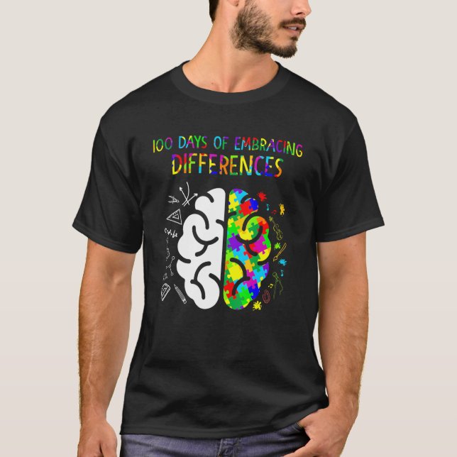 100 Days Of Embracing Differences Autism Awareness T-Shirt (Front)