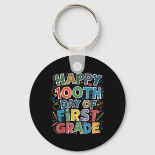 100 Days Of First 1st Grade Teacher Kids 100th Keychain