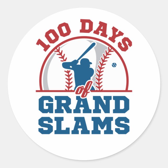 100 Days of Grand Slams Baseball Classic Round Sticker (Front)