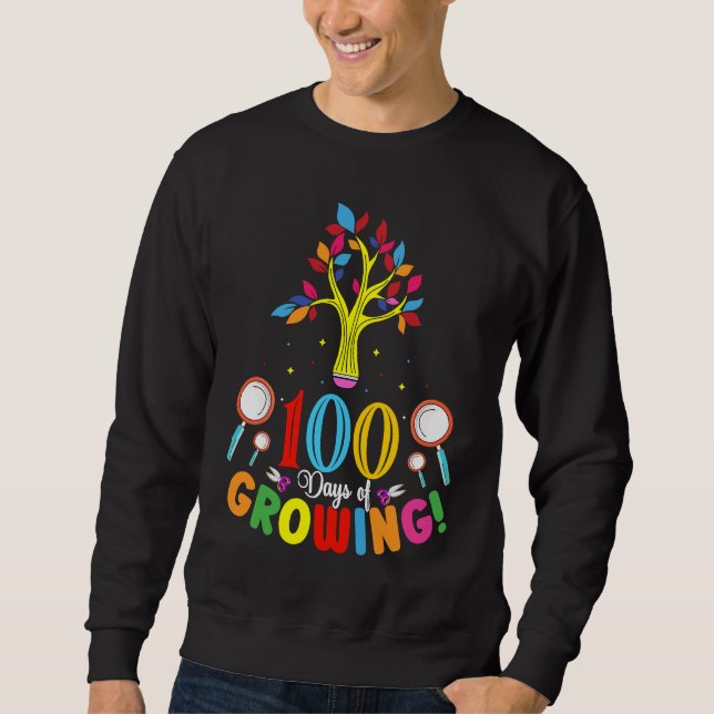 100 Days Of Growing 100 Days Of School Tree Kids T Sweatshirt (Front)