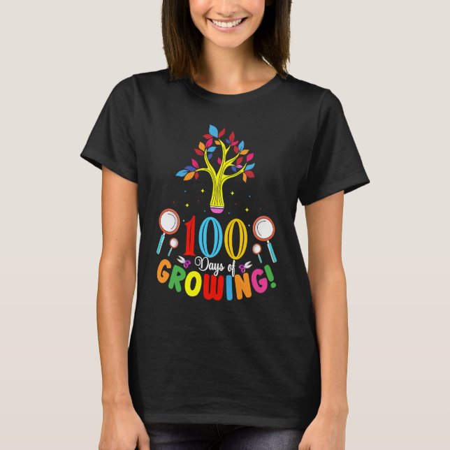 100 Days Of Growing 100 Days Of School Tree Kids T T-Shirt (Front)