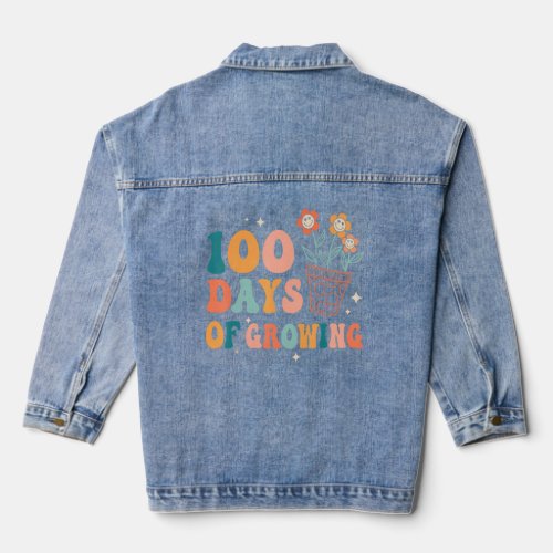 100 Days Of Growing Happy 100th Day Of School Teac Denim Jacket