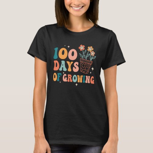 100 Days Of Growing Happy 100th Day Of School Teac T_Shirt
