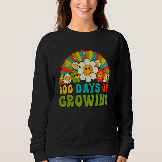 100 Days Of Growing Retro Teacher Kids Happy 100th Sweatshirt (Front)