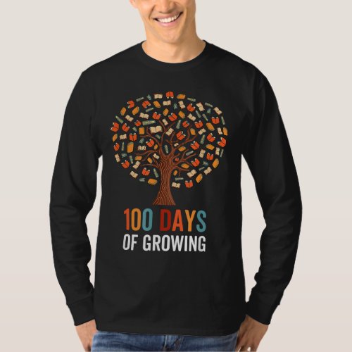 100 Days of Growing Teacher Book Reading 100th Day T_Shirt