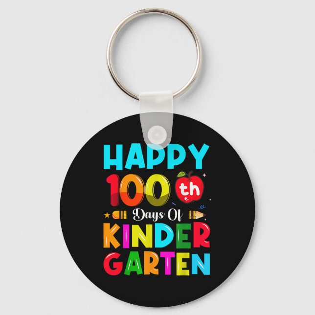 100 Days Of Kindergarten 100th Day Of School Keychain (Front)