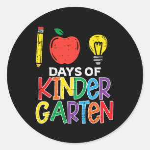 100 Days Of Kindergarten Apple 100th Day Teacher Classic Round Sticker