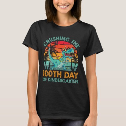 100 Days Of Kindergarten Crushing 100th Day Of Kin T_Shirt