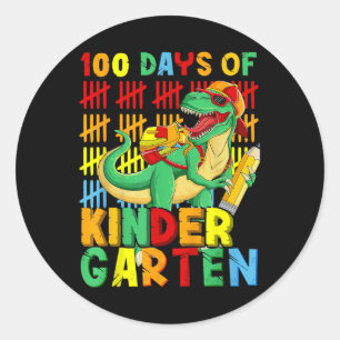 100 Days Of Kindergarten Dinosaur 100th Day Of Classic Round Sticker