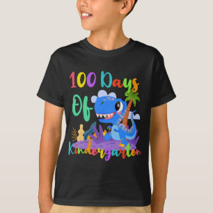 100 Days Of Kindergarten Funny Dinosaur Teacher T-Shirt