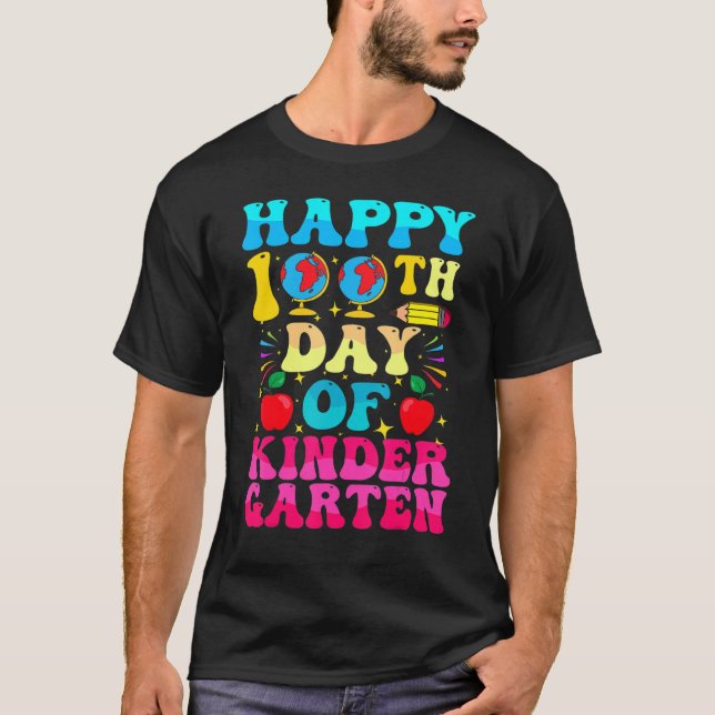 100 Days Of Kindergarten - Happy 100th Day Of Scho T-Shirt (Front)