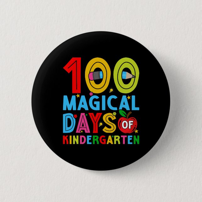 100 Days Of Kindergarten Happy 100th Day Of School Button (Front)