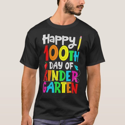 100 Days Of Kindergarten Happy 100th Day Of School T_Shirt