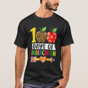 100 Days Of Kindergarten Heart Leopard 100Th Day O T-Shirt