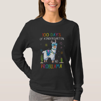 100 Days Of Kindergarten No Probllama Funny Llama T-Shirt