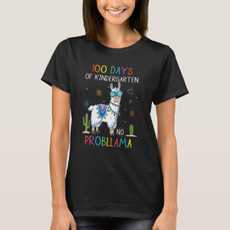 100 Days Of Kindergarten No Probllama Funny Llama T-Shirt
