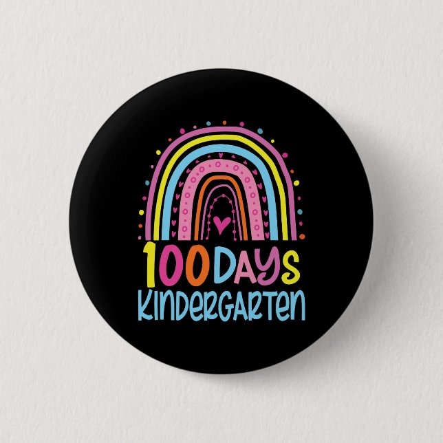 100 Days Of Kindergarten Rainbow Happy 100th Day O Button (Front)