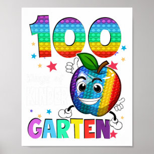 100 Days Of Kindergarten School Teacher 100th Day Poster
