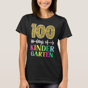 100 Days Of Kindergarten School Teacher Leopard 10 T-Shirt