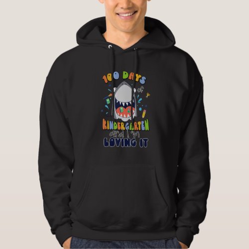 100 Days Of Kindergarten Shark Loving It Cool Boys Hoodie