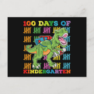 100 Days Of Kindergarten T Rex Dinosaur School Postcard