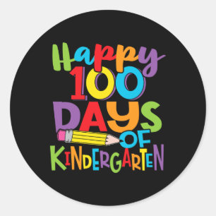 100 Days Of Kindergarten Teacher And Kids Colorful Classic Round Sticker