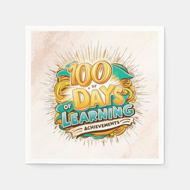 100 Days of Learning Achievements Fun Graduation Napkins (Front)