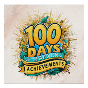 100 Days of Learning Colorful Educational Design Poster