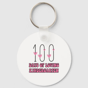 100 Days Of Loving Kindergarten Heart Teacher Vale Keychain