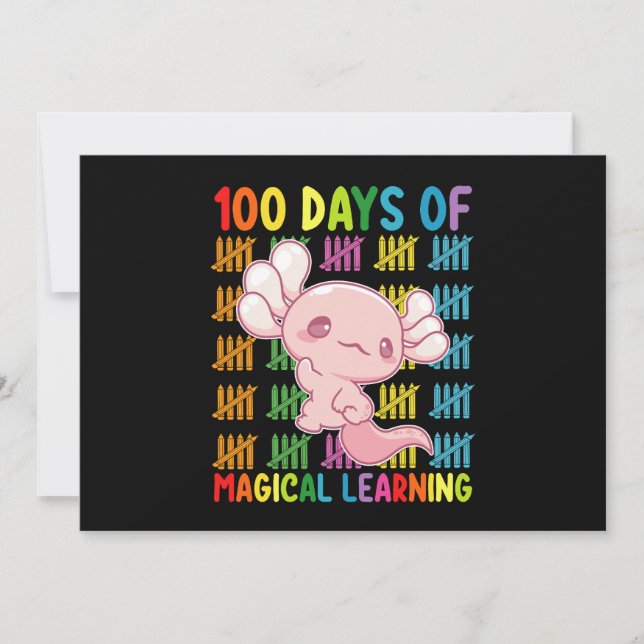 100 Days Of Magical Learning Axolotl School Invitation (Front)
