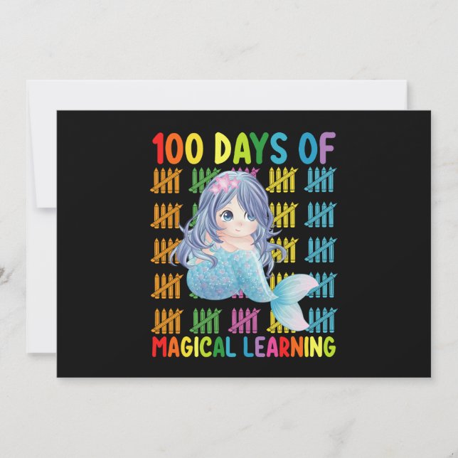 100 Days Of Magical Learning Mermaid School Invitation (Front)