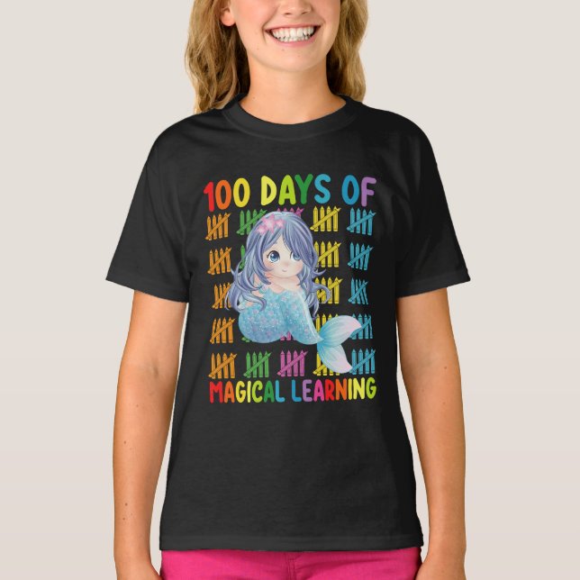 100 Days Of Magical Learning Mermaid School T-Shirt (Front)