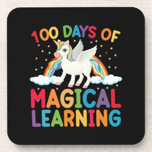 100 Days Of Magical Learning School Unicorn Girls Beverage Coaster