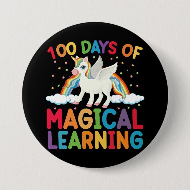 100 Days Of Magical Learning School Unicorn Girls  Button (Front)
