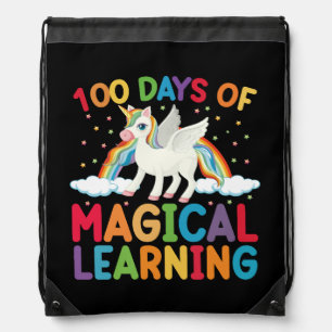 100 Days Of Magical Learning School Unicorn Girls Drawstring Bag
