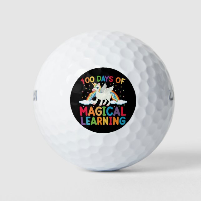 100 Days Of Magical Learning School Unicorn Girls  Golf Balls (Front)