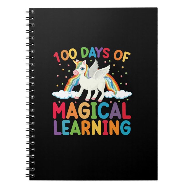 100 Days Of Magical Learning School Unicorn Girls  Notebook (Front)