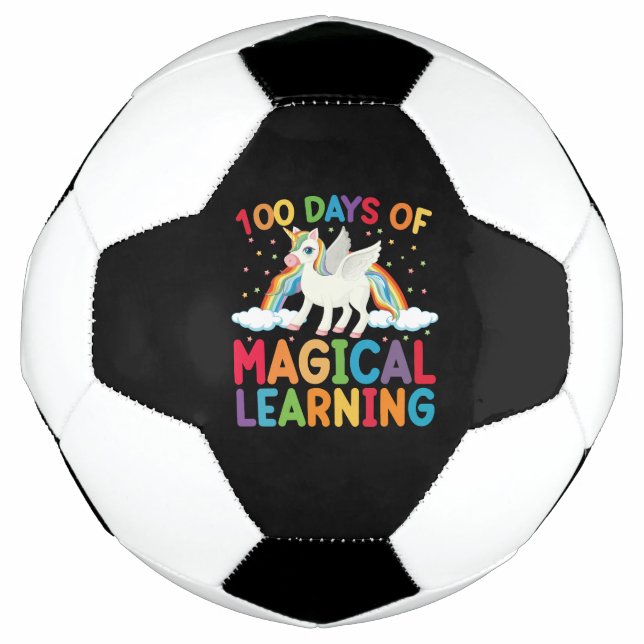 100 Days Of Magical Learning School Unicorn Girls  Soccer Ball (Front)