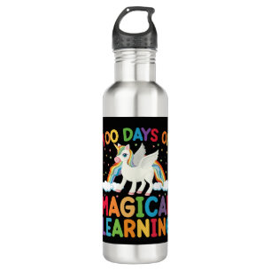 100 Days Of Magical Learning School Unicorn Girls  Stainless Steel Water Bottle